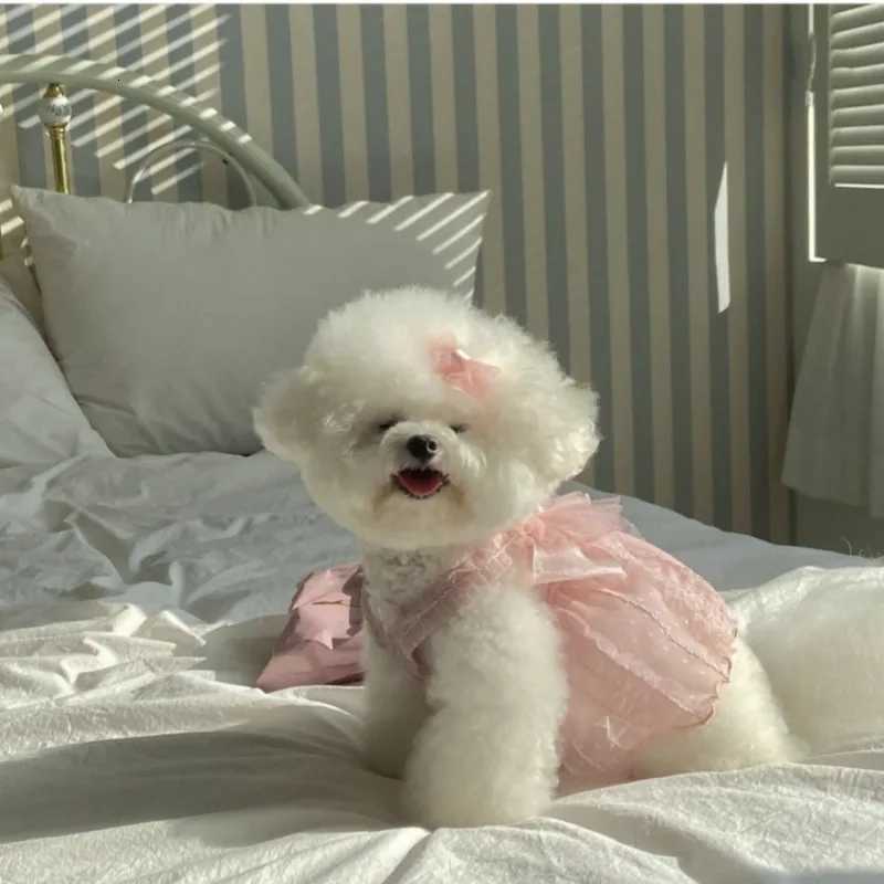 Wedding Dress Dog Dresses for Small Dogs Pet Wedding Dress Summer Mesh Strap ClothesThin Cat Princess Skirt Pet Puff SkirtTeddy M251208