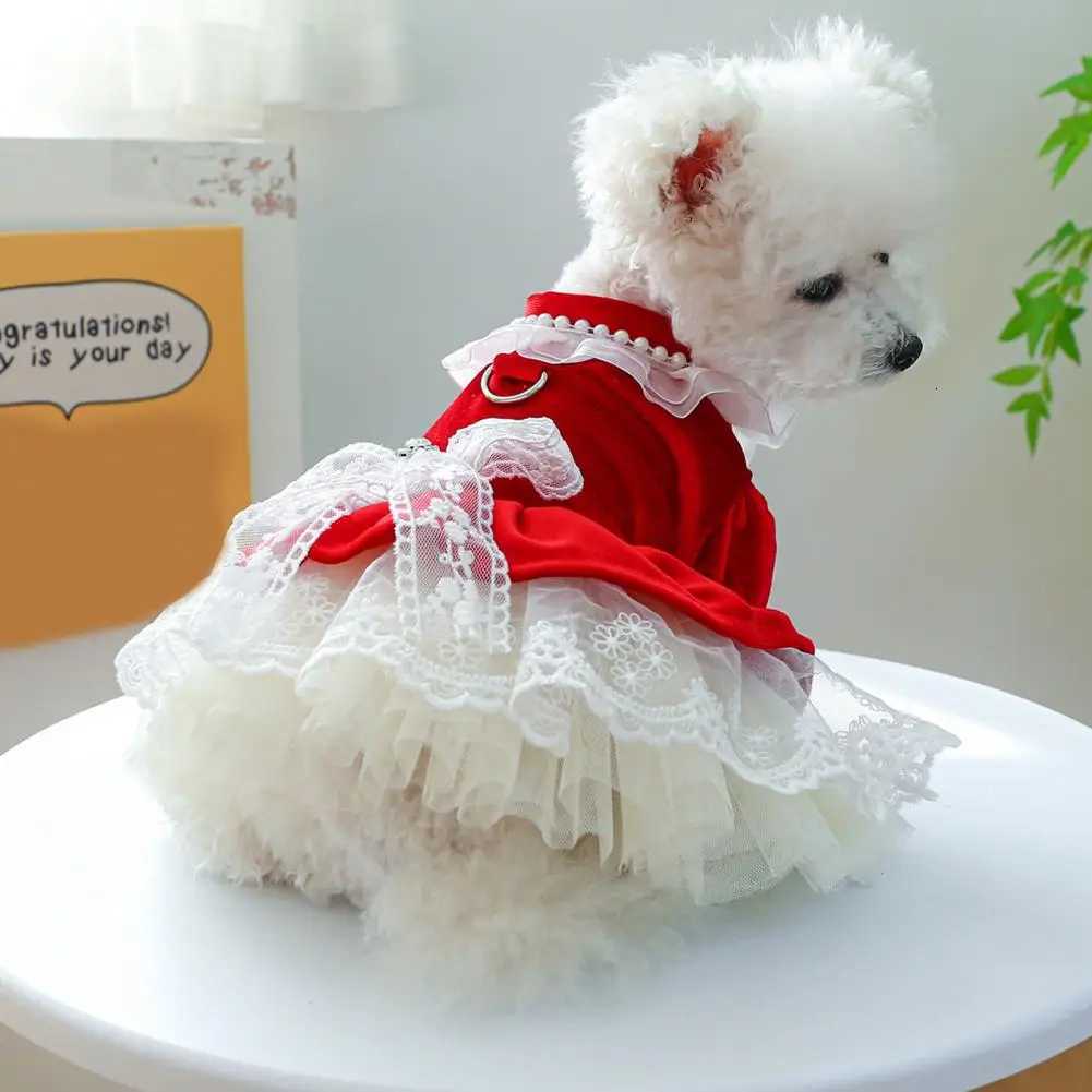 Charming Dog Princess Dress Bow Tie Lace Trim Breathable Mesh Stitching Chihuahua Dog Clothes for Small Dogs M251208 - view 6