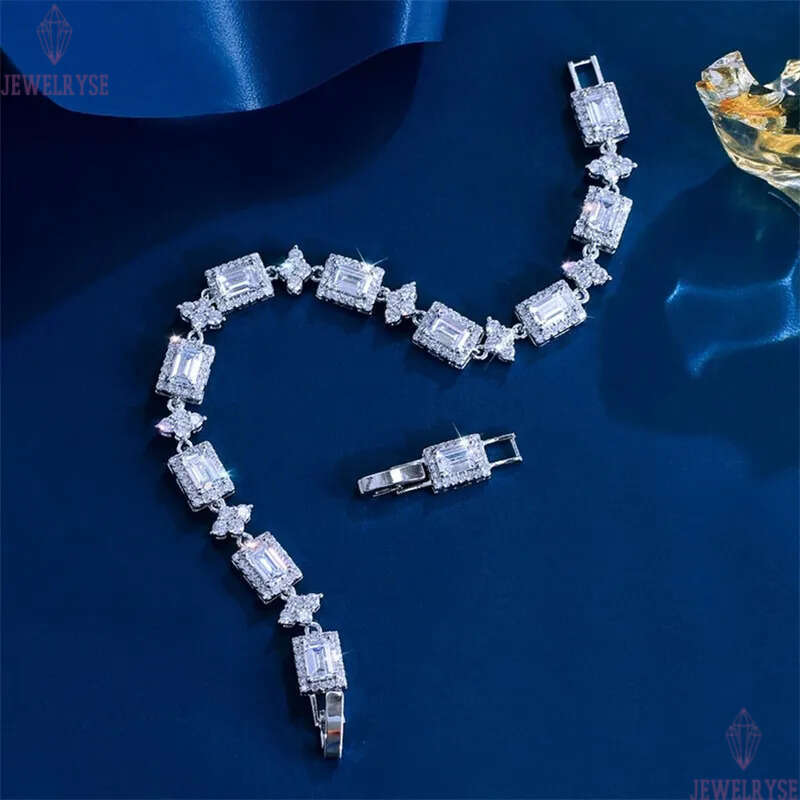 luxury exquisite square AAA cubic zirconia designer bracelet for woman chian silver diamond charm wedding engagement bracelets jewelry women party gir