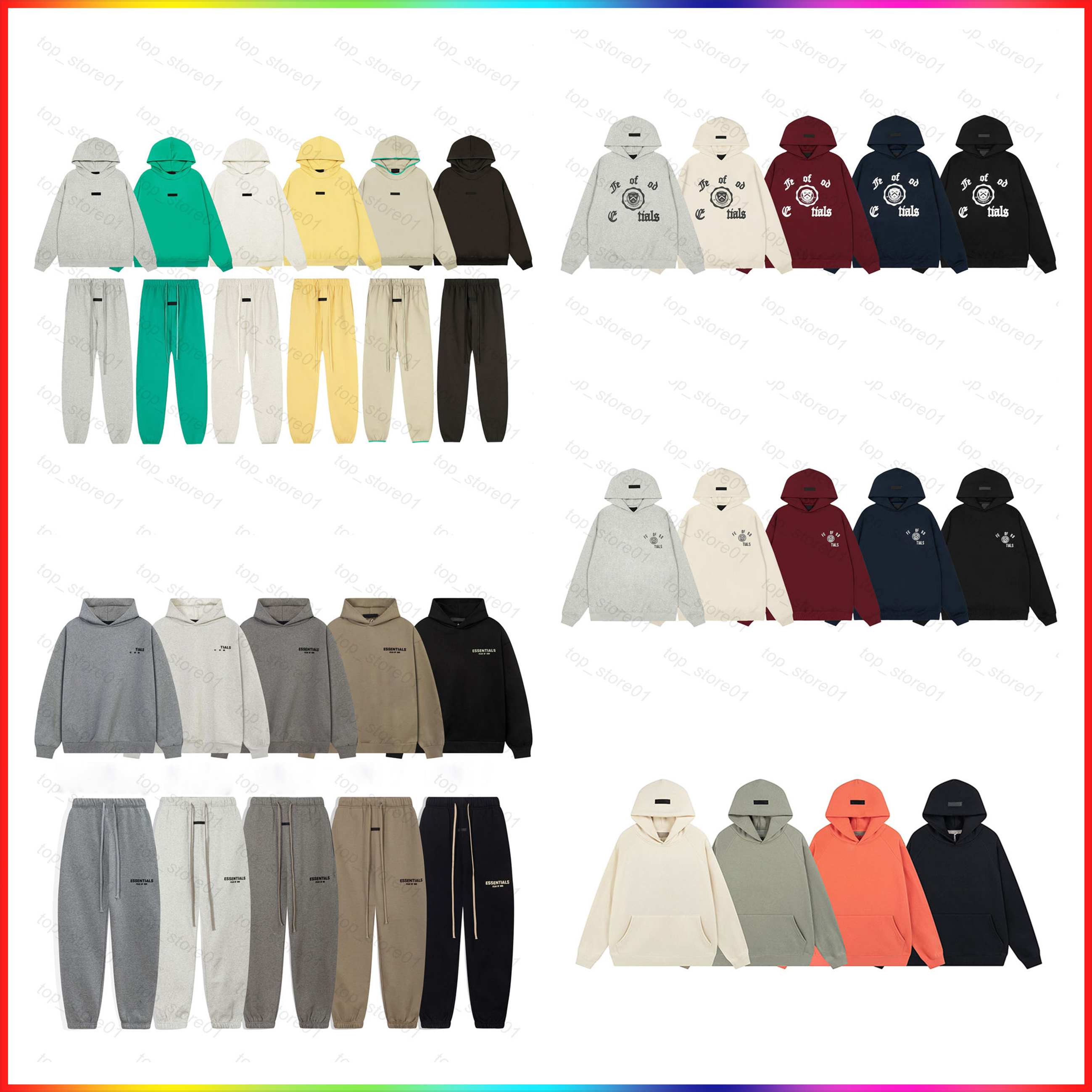 5A essential hoodie Mens Warm Hoodie 3D Silicon Womens Skateboard Hip Hop Autumn Winter Pullover essential tracksuit Loose tracksuit Hoodies pants Clothing