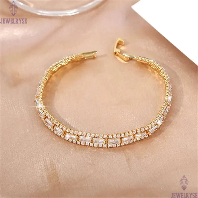colorful three rows CZ diamond tennis bracelet designer rose gold for woman round iced out chain bracelets AAA zirconia silver chains bangles womens p