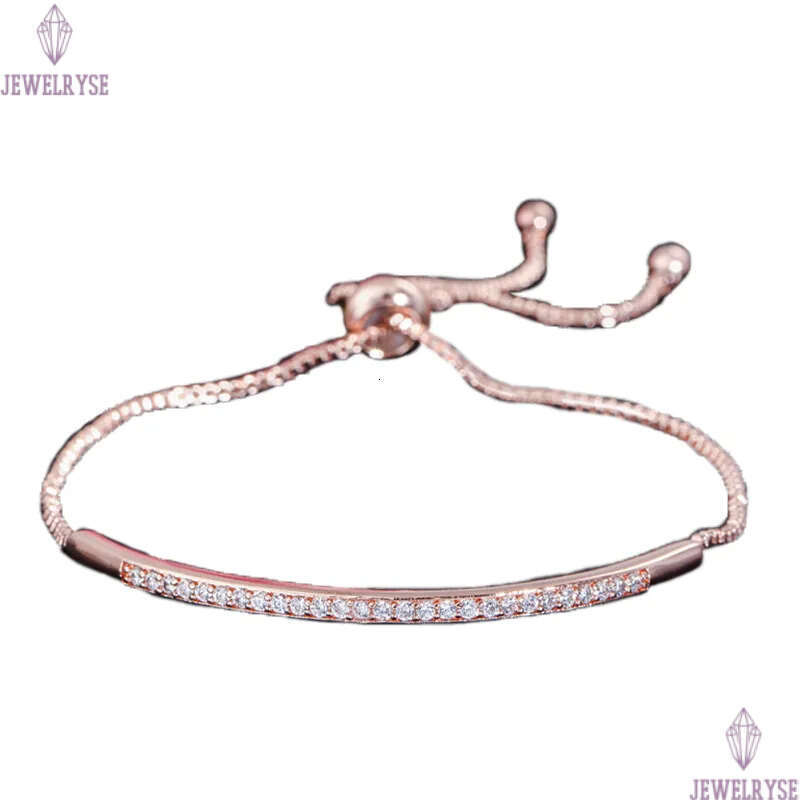 Charm Rose Gold designer Adjustable Womens Single Row bracelet 3AAA Cubic Zirconia Fashion Copper Bracelets jewelry For Women Party Valentines Day Gif