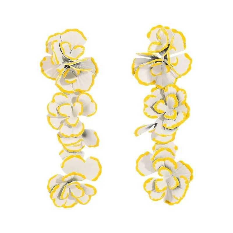 E13852 Crossborder ZA New Floral Earrings Womens Bohemian Multilayer Alloy Spray Paint Flower Earrings J251208