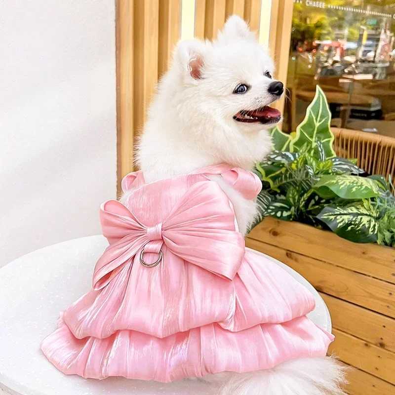 Spring Summer Pet Wedding Dress Dog Cat Clothes Fashion Dog Dresse Can Be Hung Towed Dog Supplies M251208