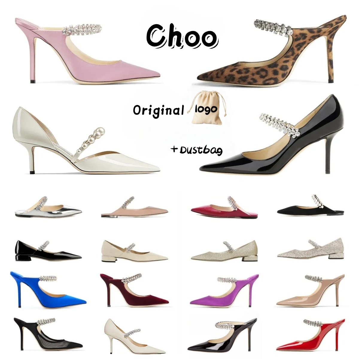 Heels Designer Women JC Rhinestone 7cm 9cm High Heels Slippers French Style Pointed Toe Thin Heel Diamond High Heels for Women Sandals Sexy Dress Pumps 35-42 Dustbag