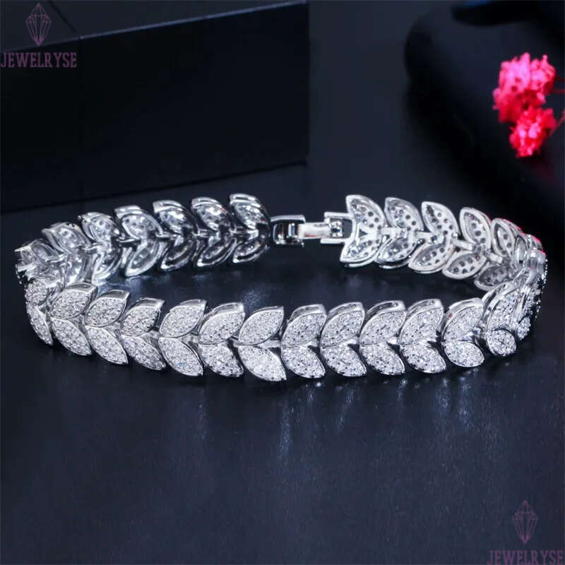charm 18k diamond leaf bracelet designer woman 18cm link chain AAA cubic zirconia love silver rose gold wedding bracelets chains jewelry womans friend