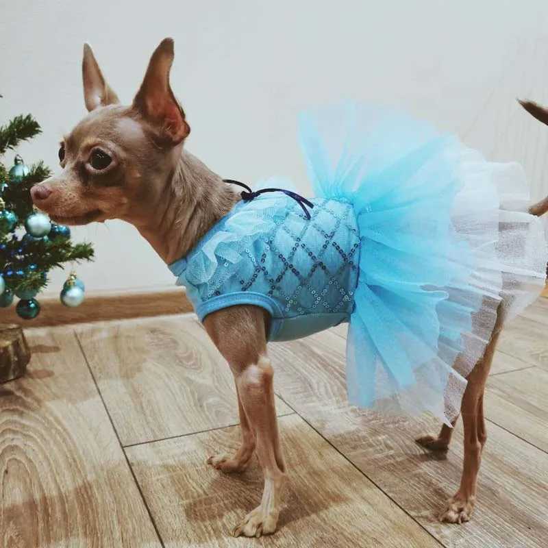Small Dog Dress Pet Tutu Dress with Sequin Bows Princess Tulle Skirt Puppy Dog Clothes Chihuahua York Terrier Pet Apparel M251208