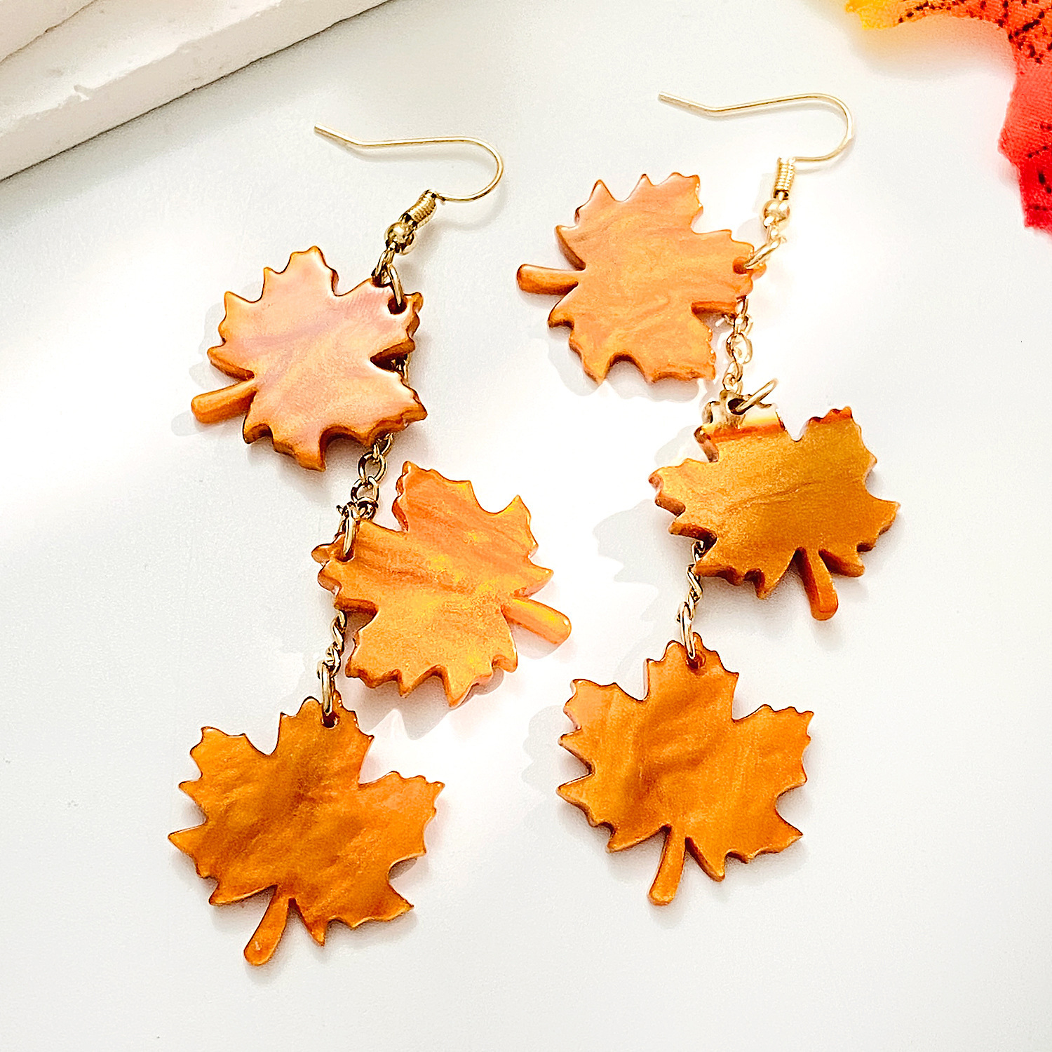 Ins designer luxury Style Acrylic Maple Fashion Creative Long Leaf Drop Earrings Tassel free shipping Ear Accessories