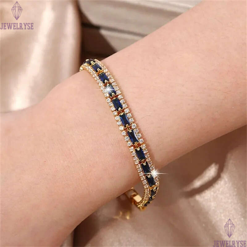 colorful three rows CZ diamond tennis bracelet designer rose gold for woman round iced out chain bracelets AAA zirconia silver chains bangles womens p