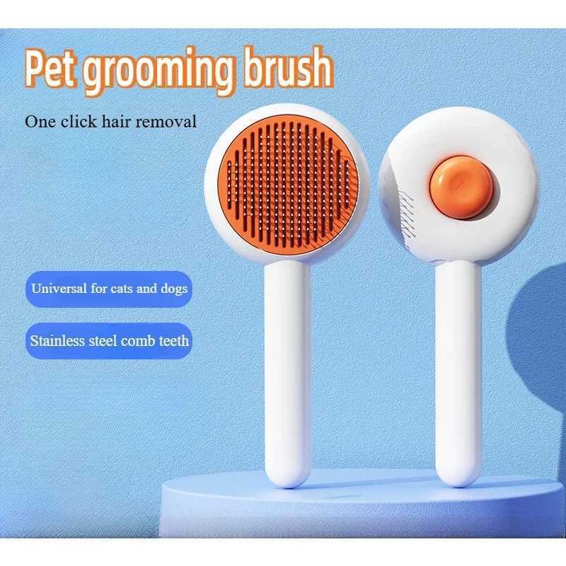 Pet Comb One-Key Hair Removal Cleaning Brush Magic Massage Grooming Needle Scratcher For Cat Dog Cleaning Care Supplies M251208