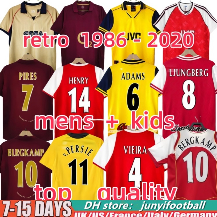 86 87 89 HENRY Retro Arsenally SOCCER JERSEYS 96 97 Galla 90 00 11 HIGHBURY HOME FOOTBALL SHIRT PIRES WRIGHT REYES BERGKAMP ADAMS Persie kids kits Vintage