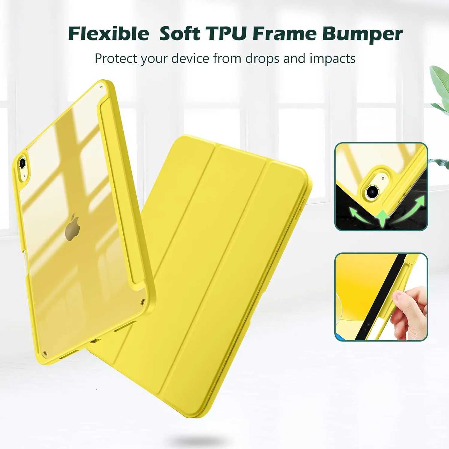 For iPad 10th 11th Generation 2022 Case with Pencil Holder Hybrid Slim Tri-fold Stand Protective Cover C251208