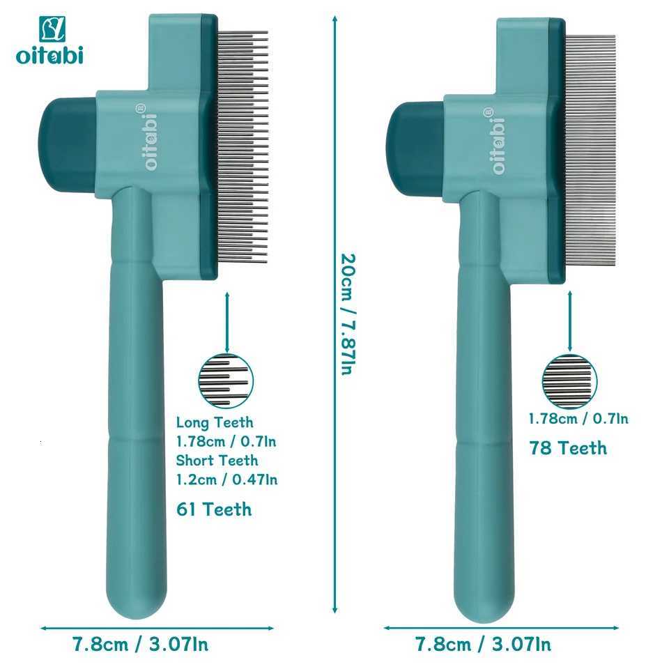 Oitabi 1/2PCS Flea Comb for Dogs and Cats with Release Button Fine Tooth Dog Comb for Pet Hair Removal Cleaning Remove Fleas Eg M251208 - view 3