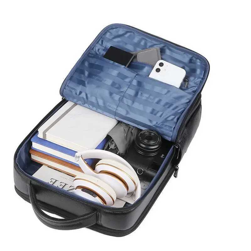 2024 FAshion Cow Genuine Leather Men Backpacks Real Natural Leather Student Backpack Large Computer Laptop Bag K251206