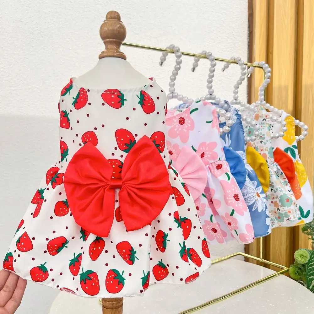 XS-XXL Dog Dress Breathable Bowknot Floral Puppy Princess Skirt Cute Bowknot Pet Skirt Spring Summer M251208