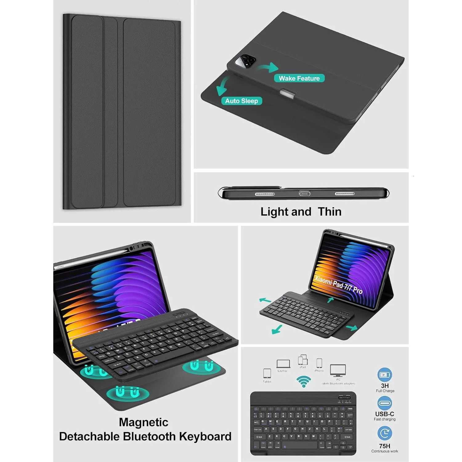 Keyboard Case For Pad 7 112-inch Keyboard Cover for Mi Pad 7 Pro 112-inch Tablet Case with Pencil Holder C251208