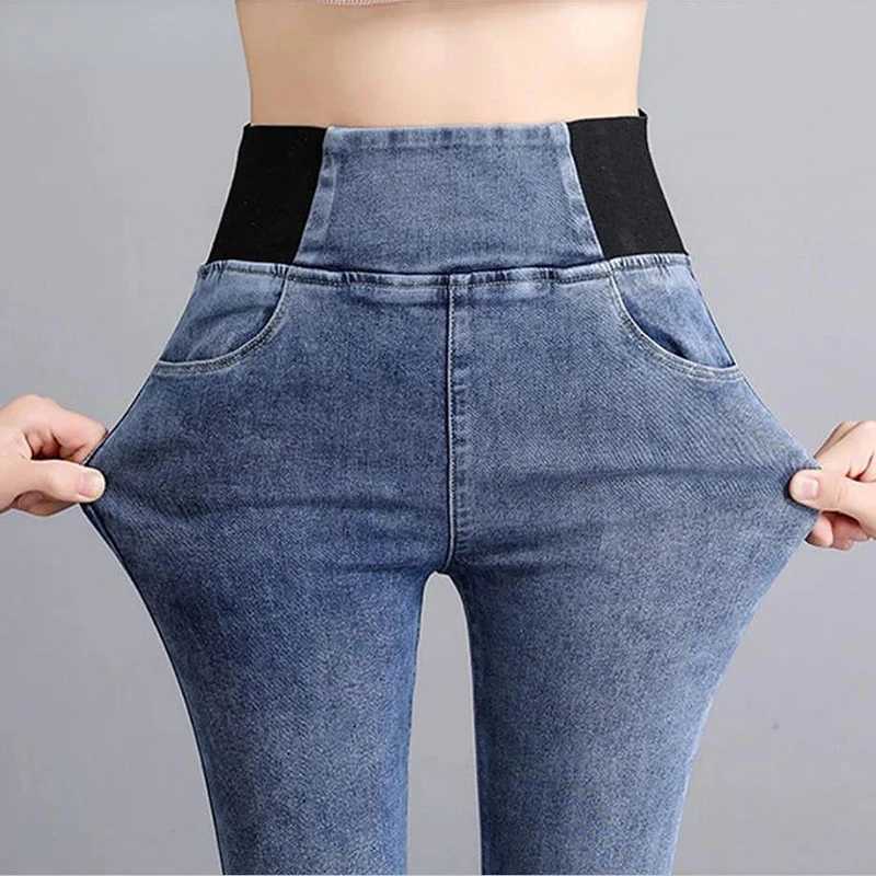 Over size 38 Elastic Waist Skinny Jeans Women Spring Slim Stretch Denim Pants Vintage Pencil Vaqueros Mom Pantalones De MujerT251208