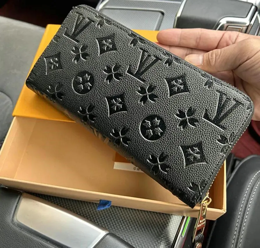 Designer Wallets Women Wallet Genuine Leather Men Wallet Zipper Luxury Ladies Long Purse purses Checked Embossed Flower louisvuinton Small bag louisvuittion
