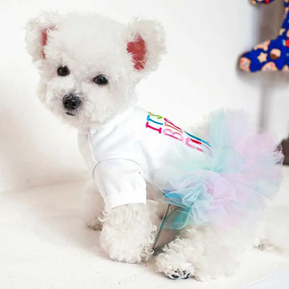 Pet Tulle DressDog Dress GirlAdorable Letter PrintingPet Puppy Dog Birthday Princess DressPuppy Dresses Pet Supplies M251208