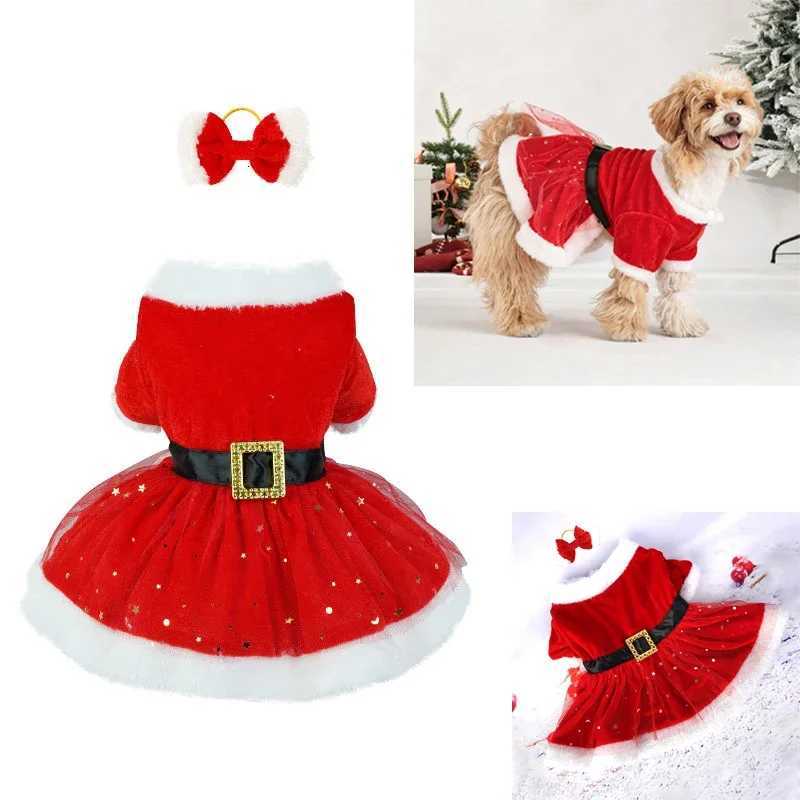 Cute Dog Santa Claus Outfit Christmas Costume For Small Dogs Cats Yorkie Cosplay Clothes Dress Up Jumpsuit Party Gifts Supplies M251208