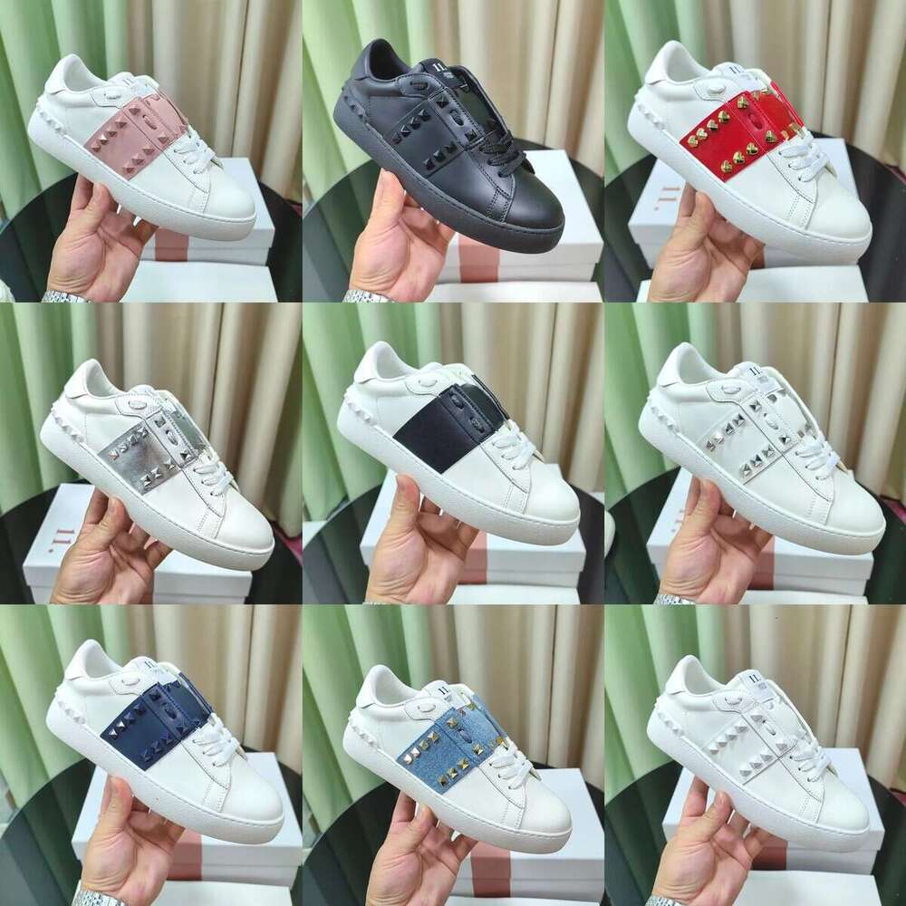 Designer trainers V Home rock studs Vintage Casual Shoes Sports Women Men Rivets sneaker Valentine White Black Shoes Genuine Leather NEW Trendy Couple model