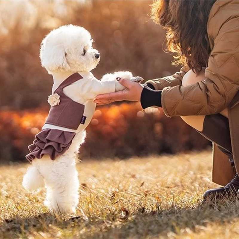 Dog Fall Dress Cute 3D Flower Cat Dress Small Medium Dog Dress Outdoor Outfit for Chihuahua Yorkie Bichon Frise M251208
