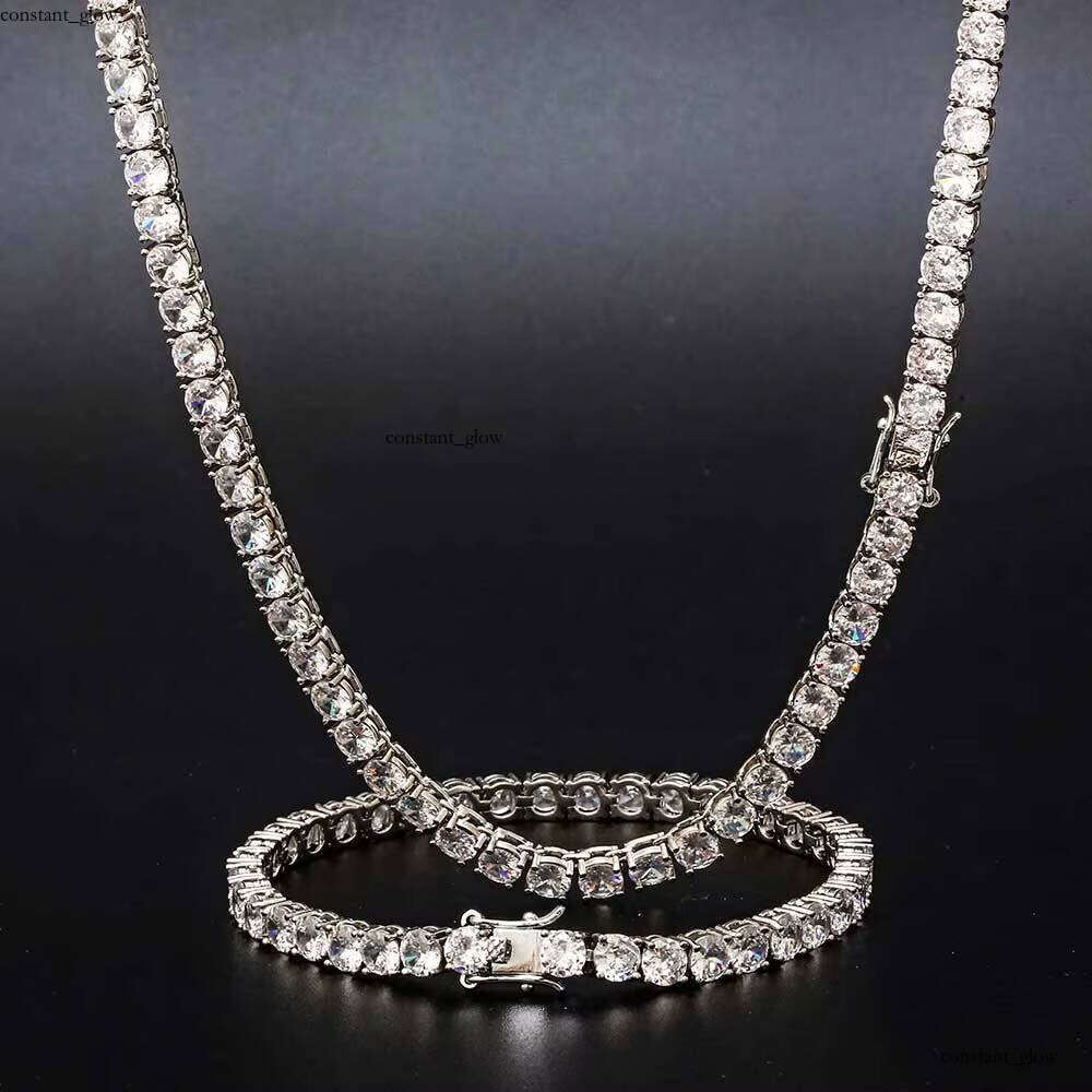 NUOYA Gold Plated Iced Dia 4mm Bling CZ Tennis Chain Men's/Women's Hip Hop Necklace Fine Jewelry