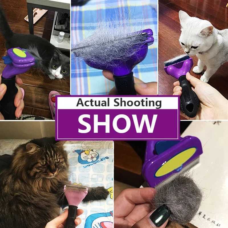 Pet Cat Hair Removal Combs Pet Grooming Brush Dogs Cats Hair Shedding Massage Combs Cat Hair Remover Cleaning Grooming Cat Brush M251208 - view 7
