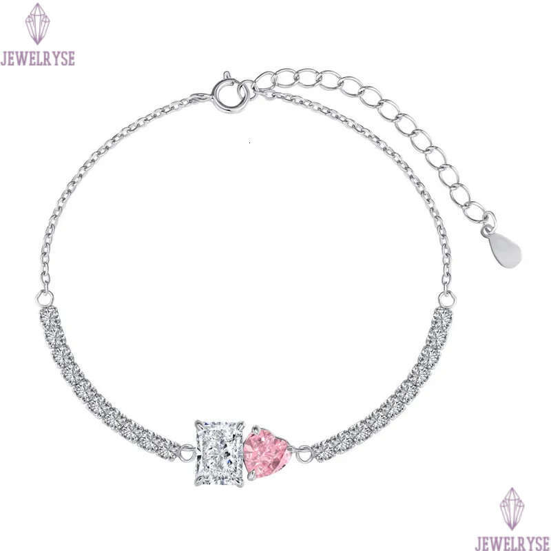 bling iced out heart tennis bracelet Designer for woman 925 sterling silver square 8A cubic zirconia womens diamond bracelets luxury jewelry gift box 