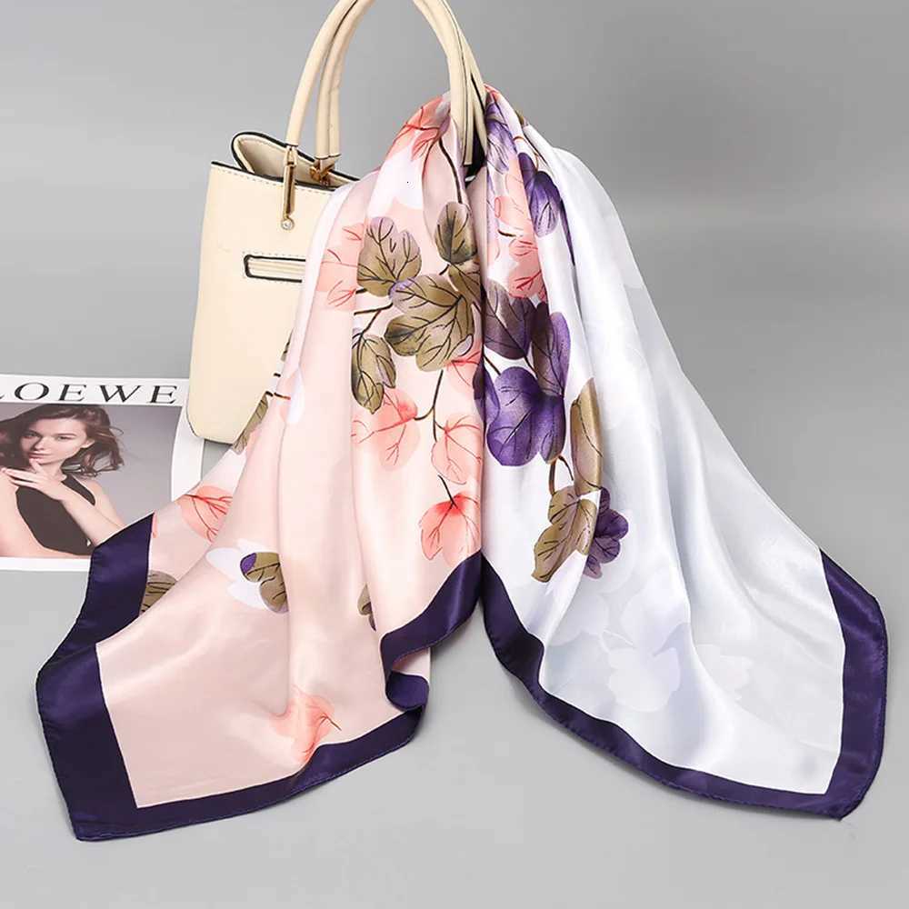 Luxury 90x90 big square scarf for women new 2024 printed silk scarf spring autumn winter style fashionable mother small square scarf sc Y251208