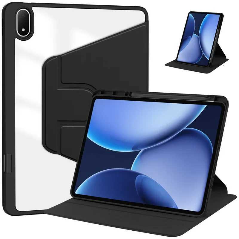 For Oneplus Pad 3 One Plus Pad 3 132 inch 2025 Case with Pencil Holder 360 Rotating PU Leather Acrylic Clear Hard Stand Cover C251208