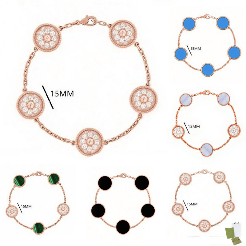 Classic Flower Bracelets Designer For Women 4 Four Leaf Clover Bracelet Designer 15MM Wide 19CM Length Plated Rose Gold Jewelry Woman Christmas Gift With Box