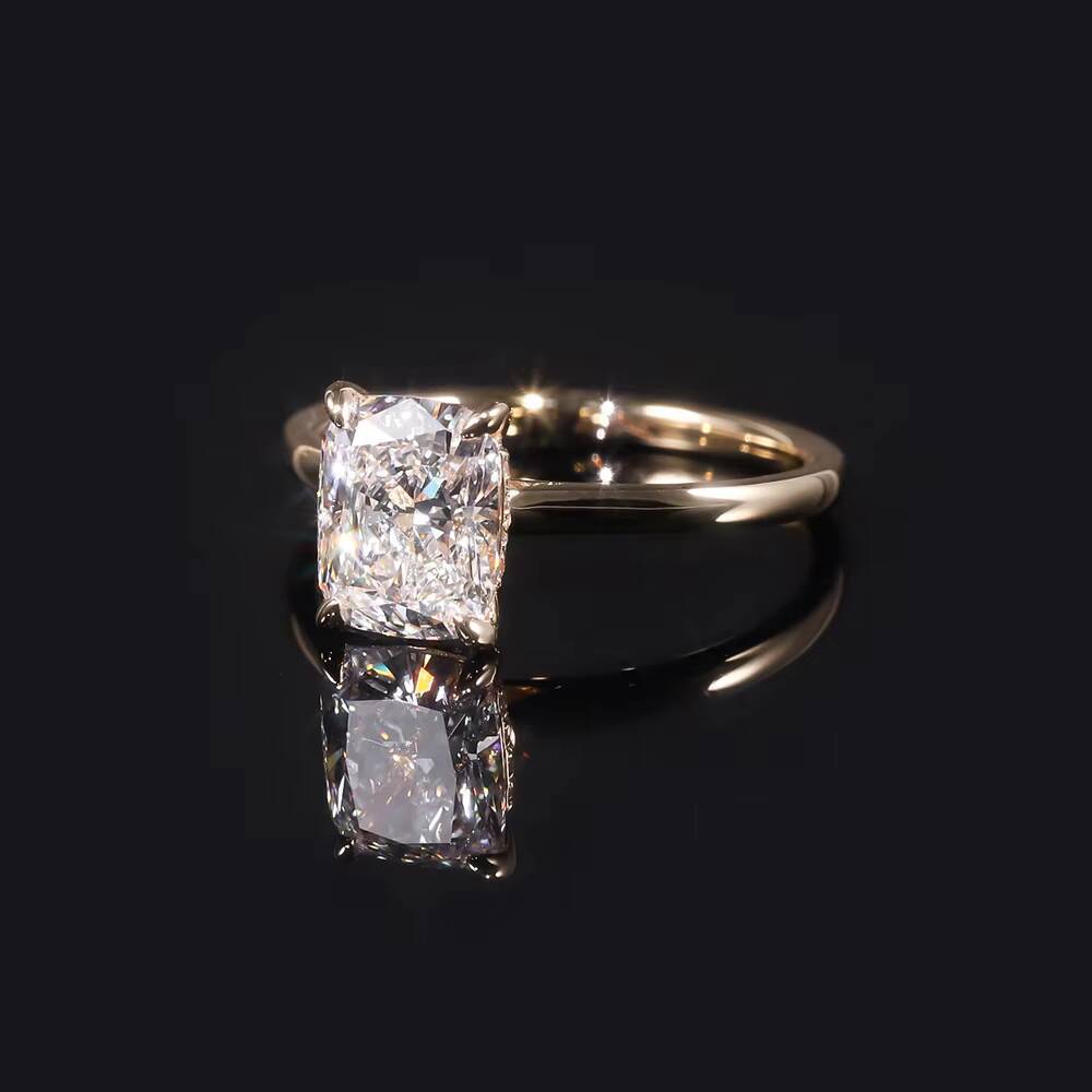 Abiding High End Jewelry Factory Engagement Real Au750 18K Yellow Gold IGI Certified Cushion 2ct CVD Lab Grown Diamond Ring