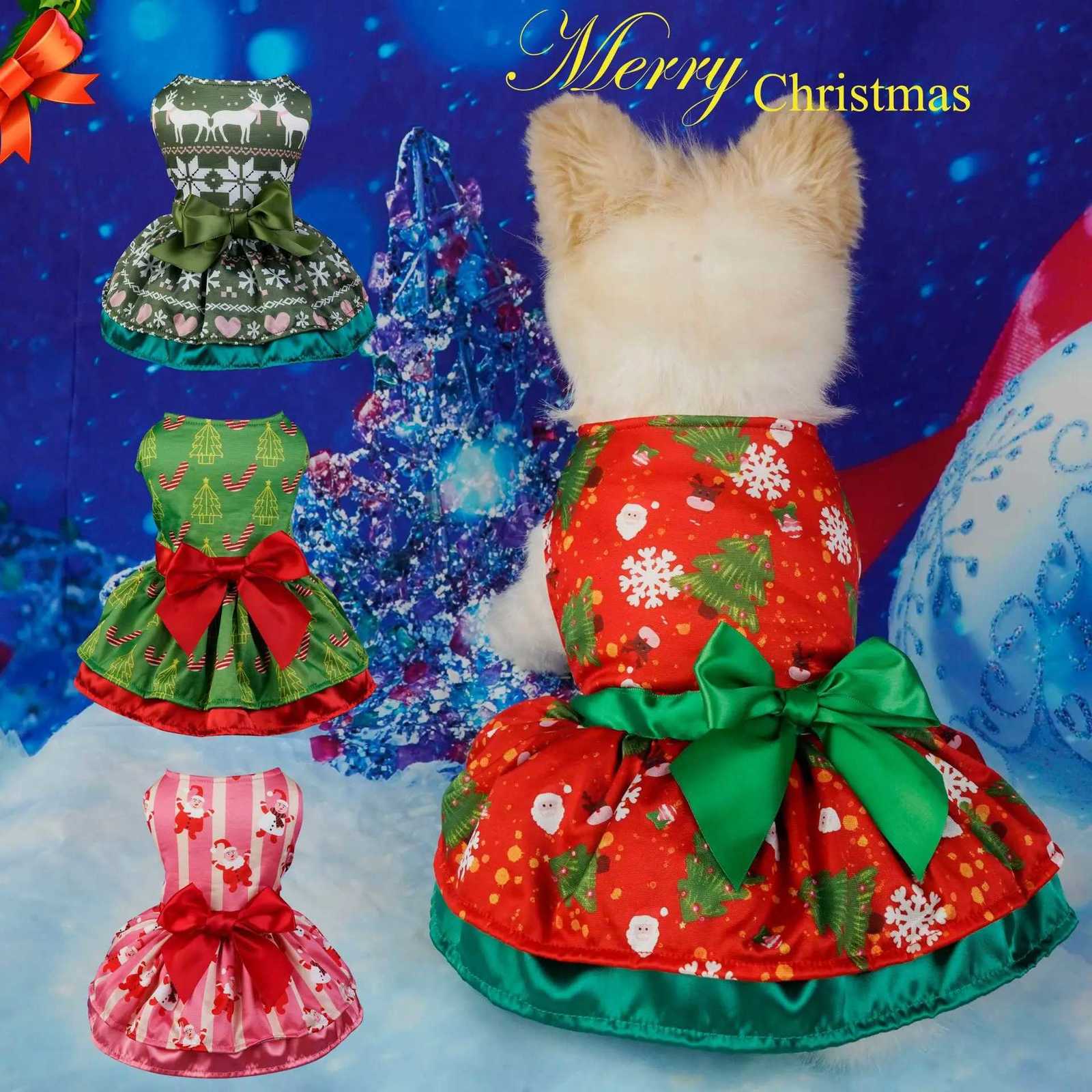 Adjustable Snowflake Pattern Princess Dress Christmas Holiday Personalized Printed Pet Clothes Christmas Party Decorations M251208