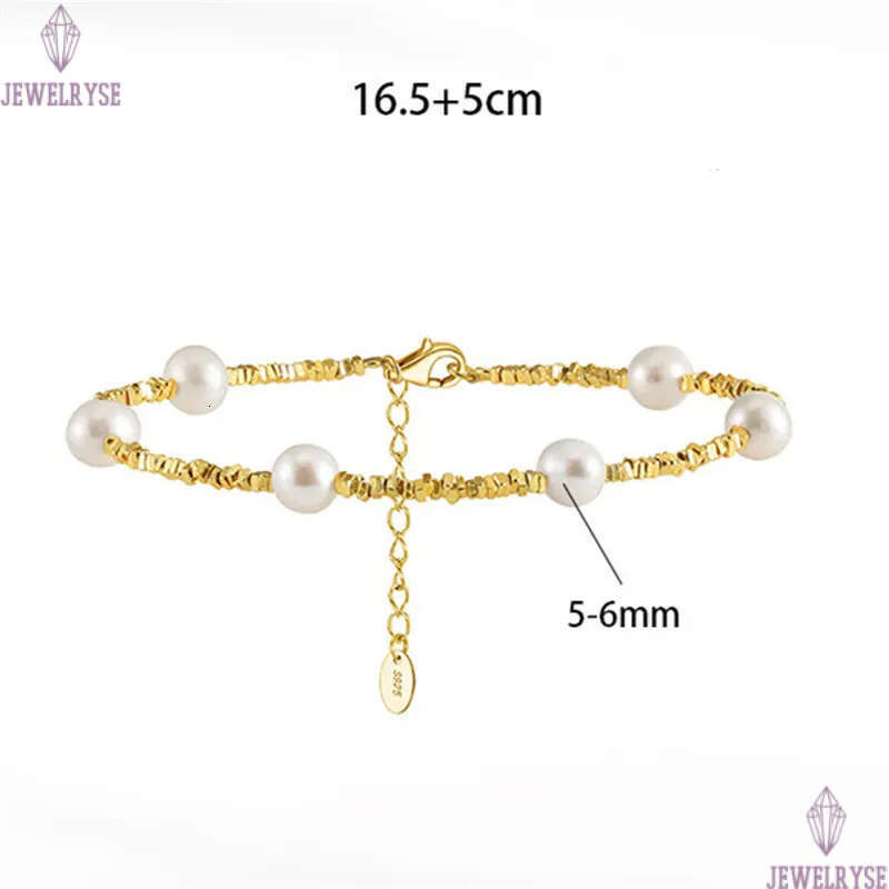 luxury 5mm natural pearl bracelet designer woman charm 14k gold bracelets s925 sterling silver chains womens jewelry 16.5cm birthday friend valentines