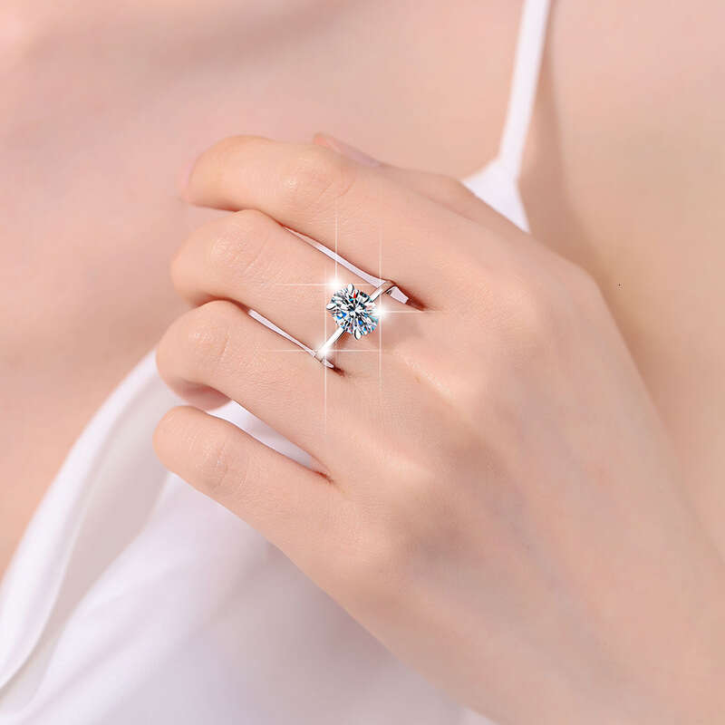 Ring Oval Moissanite for Women Four Prong Simple Gold-Plated Live Streaming Source S925 Sterling Silver Egg-Shaped Rings