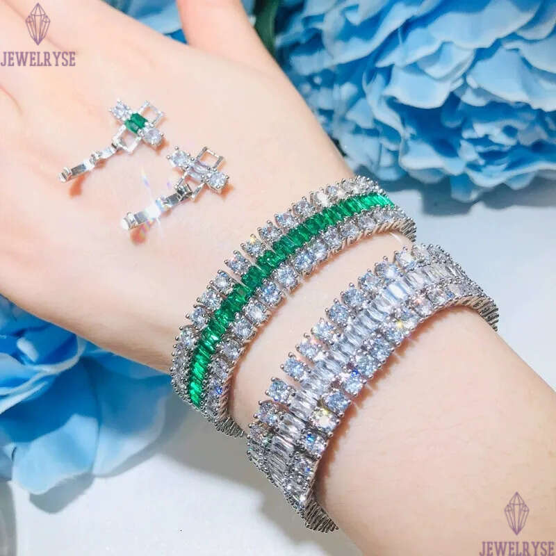 tennis wedding bracelets designer for woman three rows diamond bride wed engagement bracelet chain green white AAA CZ womens luxury top jewelry annive