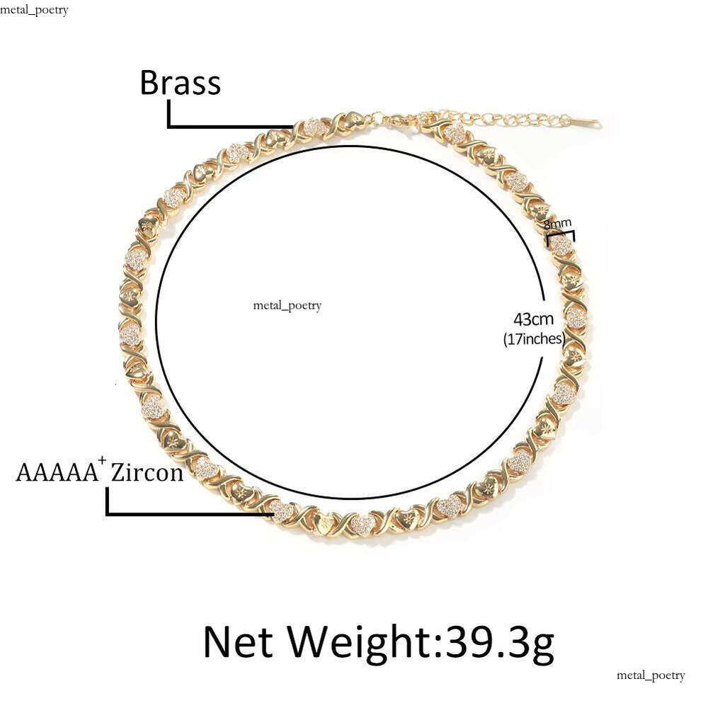 VVS Moissanite Premium Jewelry Gold-Plated X Flower XO Pearl Necklace Luxury Fashion Unisex Iced Heart Chain Hip-Hop Accessories