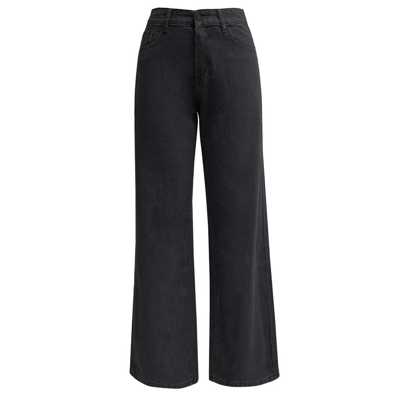Straight Women Pants High Waist Loose Trousers Wide Leg Casual Denim Jeans Ninth TrousersT251208
