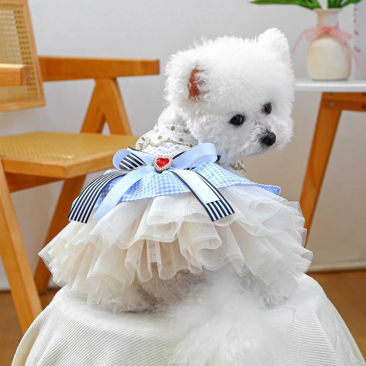Small Puppy Dog Summer Cute Dress with Know Bot Dog Dress Wedding Party Birthday Dress M251208