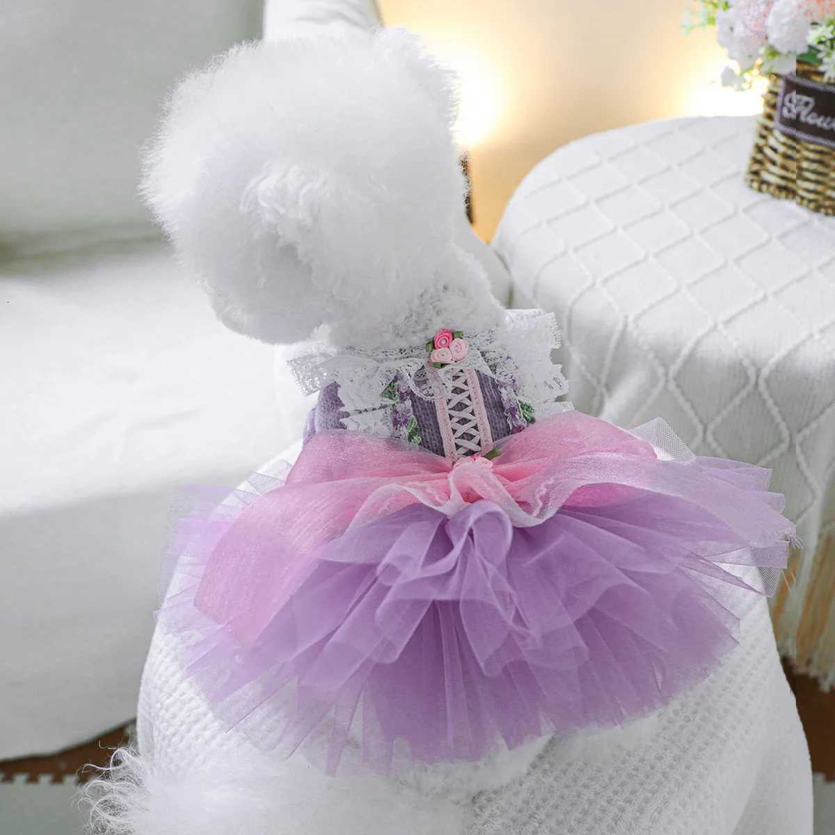 Pet Clothes Dog Cat Cute Romantic Purple Pepe Princess Wedding Dress M251208