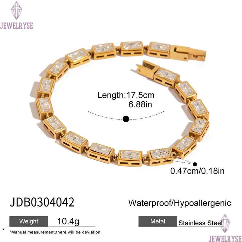 charm gold square heart tennis bracelet designer for woman stainless steel chain love white AAA zirconia diamond bracelets womens jewelry friend birth