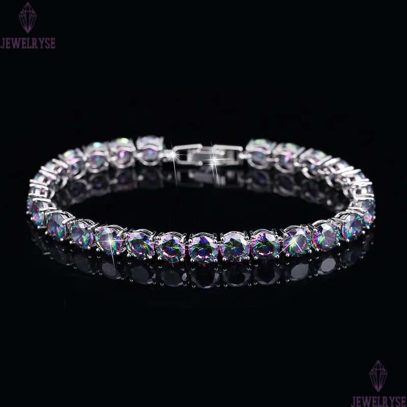 colorful tennis bracelet designer for woman iced out chain bracelets AAA cubic zirconia copper silver plated diamond chains bangles womens lady luxury