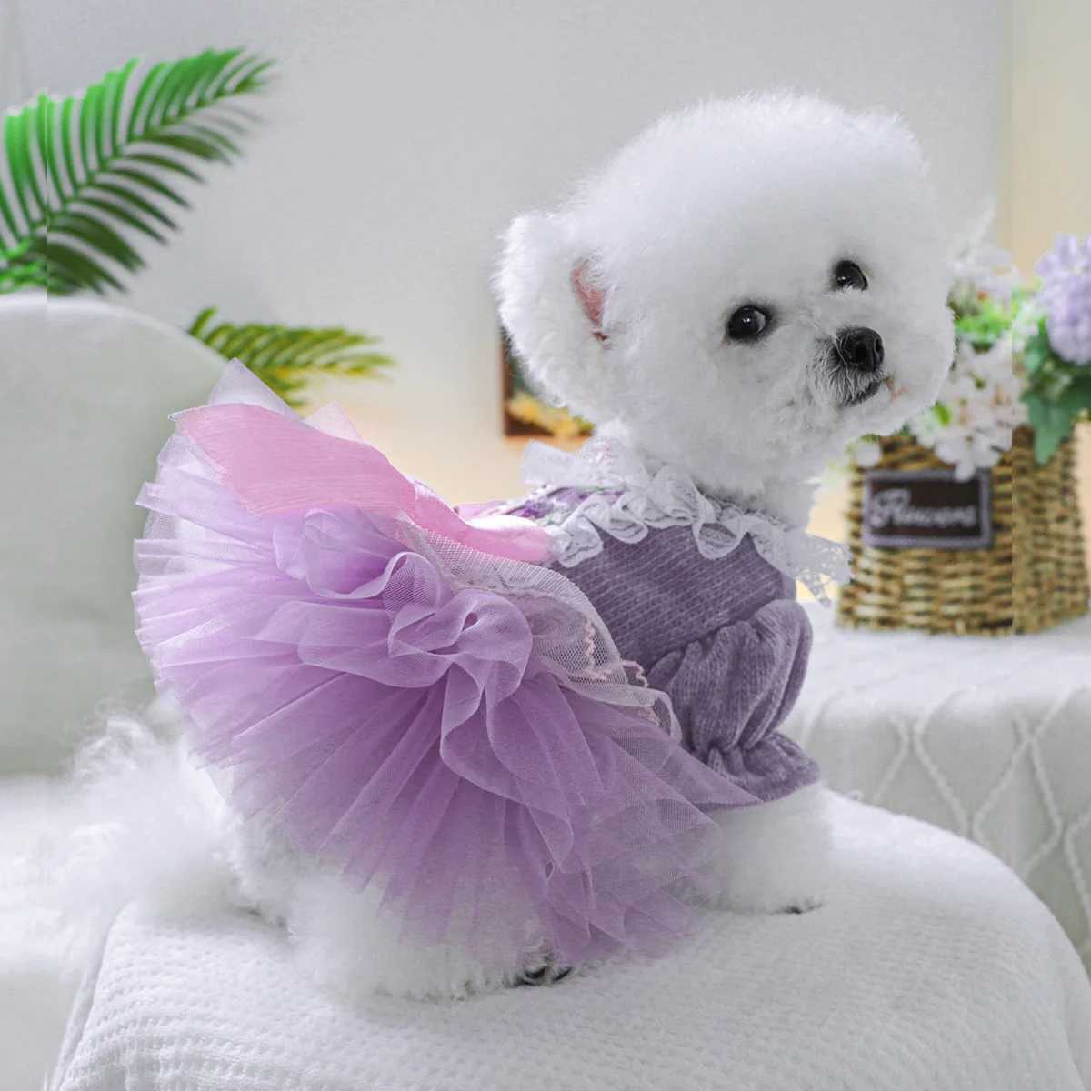 Pet Clothes Dog Cat Cute Romantic Purple Pepe Princess Wedding Dress M251208
