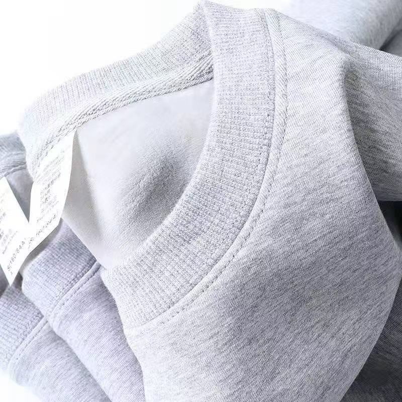 Men's 500g Heavyweight Baby Fleece Hoodie: Ultra-Soft Lined Thickened Crew Neck Loose Solid Color Pullover for Winter & Autumn Layering/Outerwear
