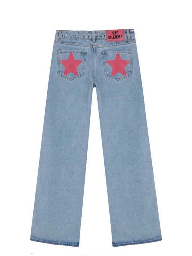 ONE DILEMMA Stars Pattern Baggy Denim Pants Wide Leg Loose Jean Harajuku Streetwear High Waist Straight Jeans Y2k Women ClothingT251208