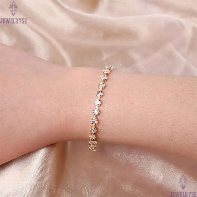 4x4mm CZ 18k gold tennis bracelet designer woman square iced out chain mens bracelets AAA zirconia silver diamond chains bangles man womens luxury jew