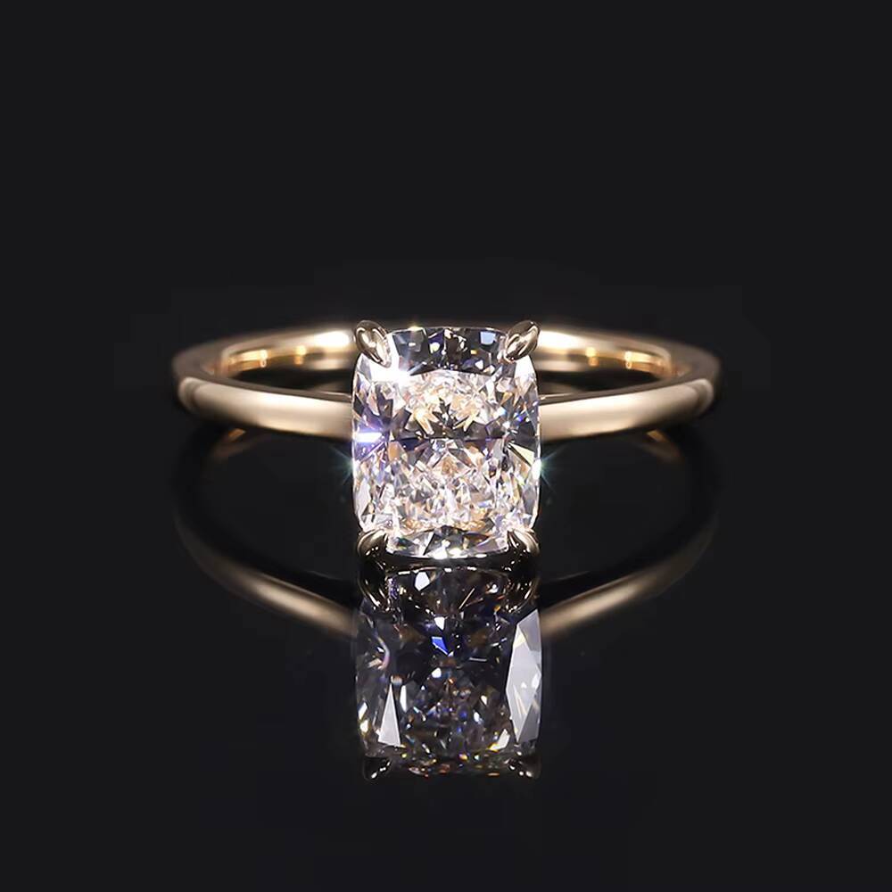 Abiding High End Jewelry Factory Engagement Real Au750 18K Yellow Gold IGI Certified Cushion 2ct CVD Lab Grown Diamond Ring
