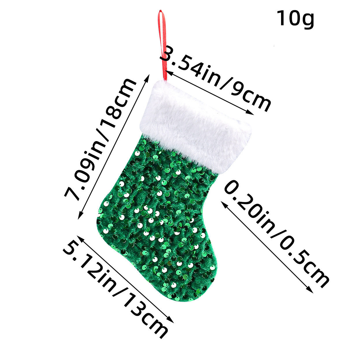 glitter plush white border glitter Christmas socks decoration Christmas tree candy bag pendant Christmas gift bag 251013