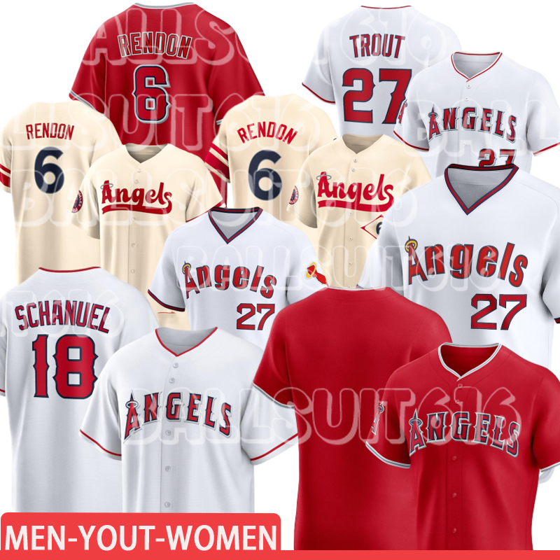 #27 Trout #14 O Hoppe #6 Rendon LA Angels Jerseys #7 Adell #3 Ward #18 Schanuel Mike Trout Logan O Hoppe Anthony Rendon Jo Adell Taylor Ward Nolan Schanuel